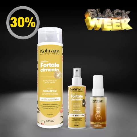 Kit Shampoo + Tônico Fortalecimento + Elixir 24K | Nohraan - comprar online