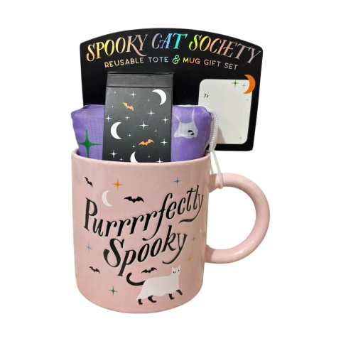 Set taza de ceramica + bolsa ecologica gatos Halloween - comprar en línea