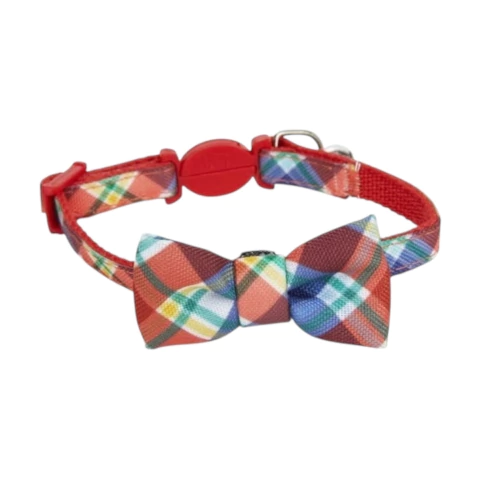 Collar con moño para gatito cuadros - comprar en línea