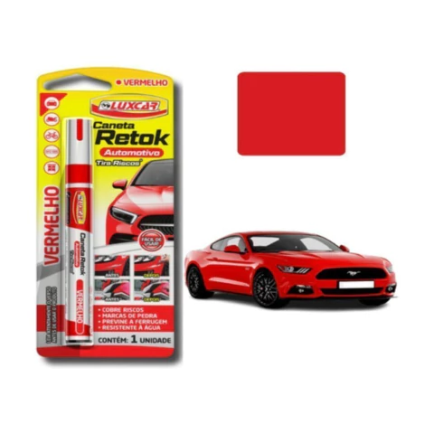 Caneta Reparo Pintura Lataria Carro Moto Tira Riscos Vermelho - comprar online