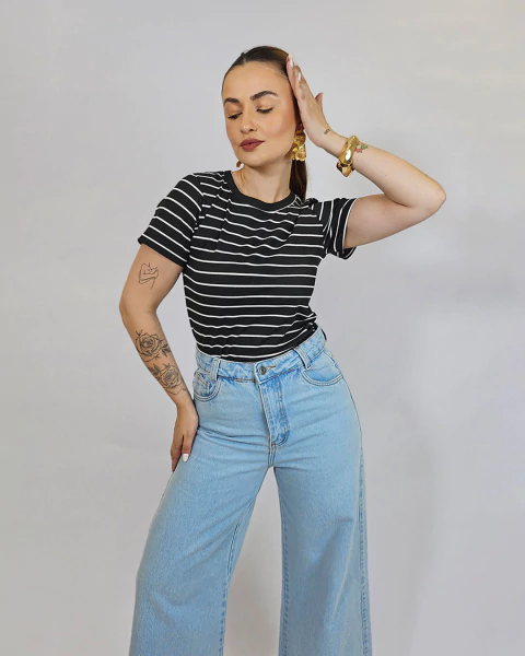 Blusa Básica Canelada Listrada Dia a Dia Barbara - comprar online