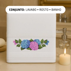 Toalhinhas Hortênsias - Cód. 305 - Gráfico para ponto cruz - comprar online
