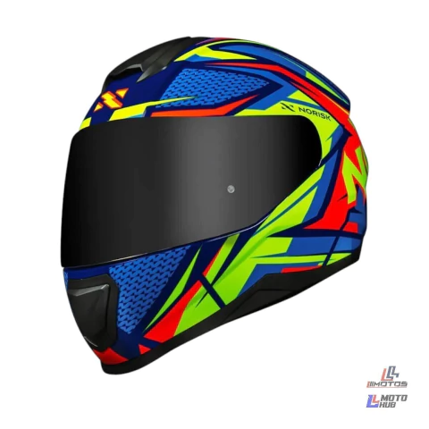 Capacete Razor Sharp Preto/Verde/Azul/Laranja Norisk Tamanho 58
