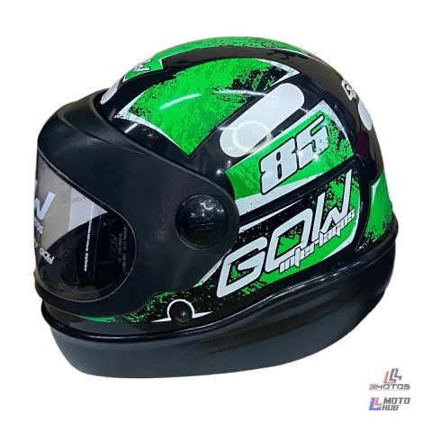 Capacete Interlagos Preto/Verde Gow Tamanho 58