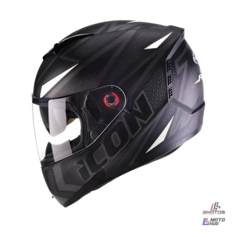 Capacete Icon Fast Preto Fosco/Branco Peels Tamanho 60