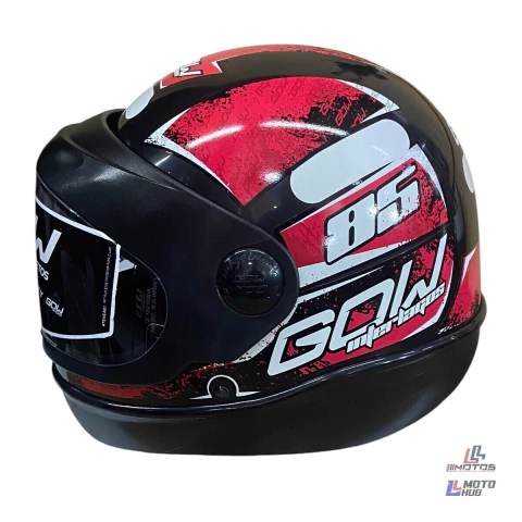 Capacete Interlagos Preto/Vermelho Gow Tamanho 62