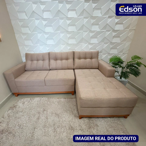 SOFÁ 2 LUGARES + CHAISE VENEZA COM ALMOFADAS TEC 402 - CASA CHIC - comprar online