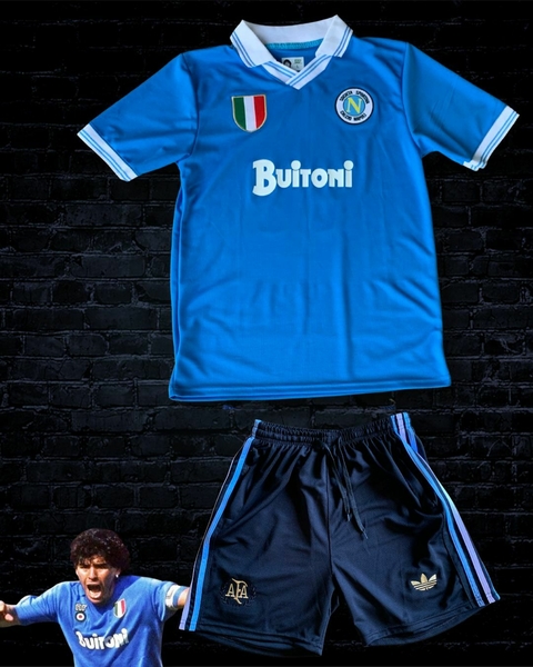 CAMISETA RETRO NAPOLI MARADONA 86 + SHORT AFA ANIVERSARIO DE REGALO