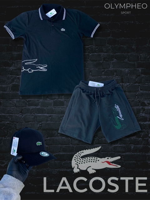 SET LACOSTE 3 X 1: CHOMBA + BERMUDA Y GORRA DE REGALO