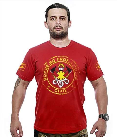 Camiseta Masculina Bombeiro Civil Vermelha - TeamSix