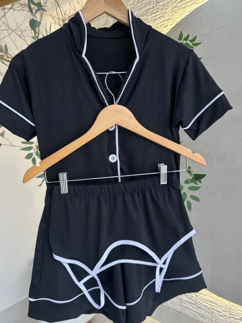 Pijama Americano 3 peças - preto - comprar online