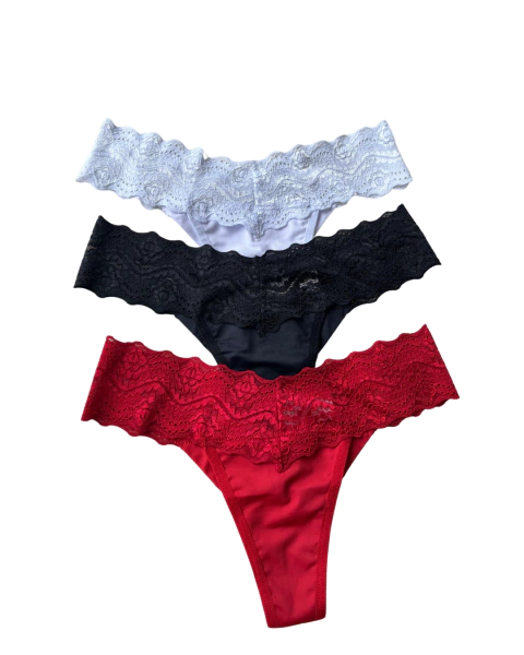 Calcinha Pérola Em Renda No Cós e Microfibra Fio Duplo - comprar online