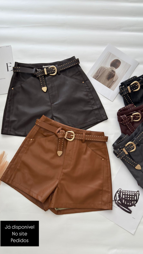 SHORT COURO + CINTO