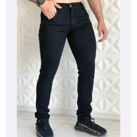 Calça Jeans Masculina Básica Tradicional Com Elastano Preto - comprar online