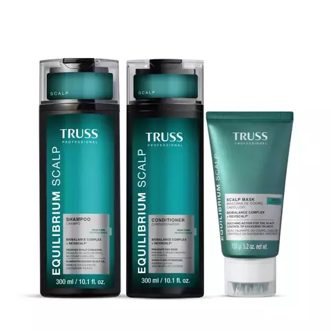 Combo Truss Equilibrium Scalp: Shampoo 300ml + Condicionador 300ml + Máscara 150g