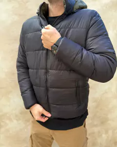 CAMPERA PUFFER REVERSIBLE - NEGRA/VERDE OLIVA