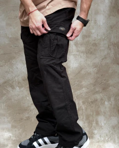 PANTALÓN GABARDINA CARGO NEGRO - tienda online