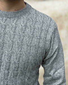 SWEATER TRENZADO GRIS CLARO JASPEADO - ROSHIC
