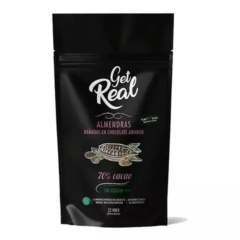 Almendras Get Real Bañadas En Chocolate 70% Cacao X 100g