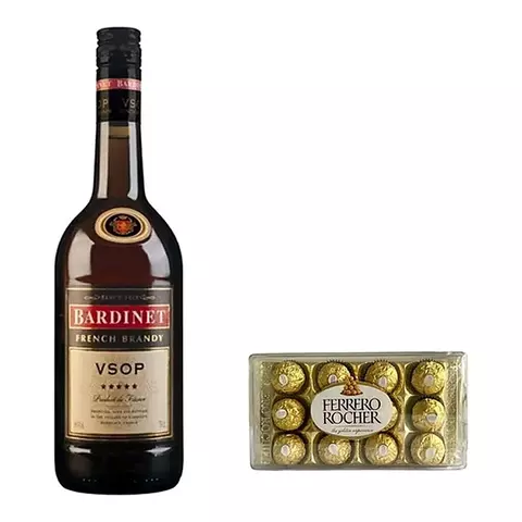 Brandy Cognac Bardinet Vsop Frances + Ferrero Rocher X12