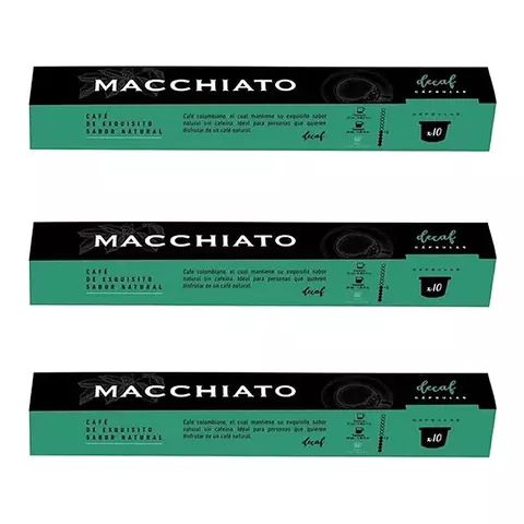 Capsulas Cafe Macchiato Nespresso Descafeinado x10u Pack x3