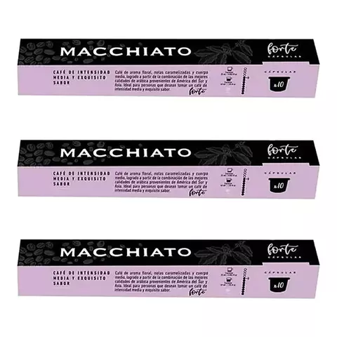 Capsulas Cafe Macchiato Nespresso Forte x10u Pack x3