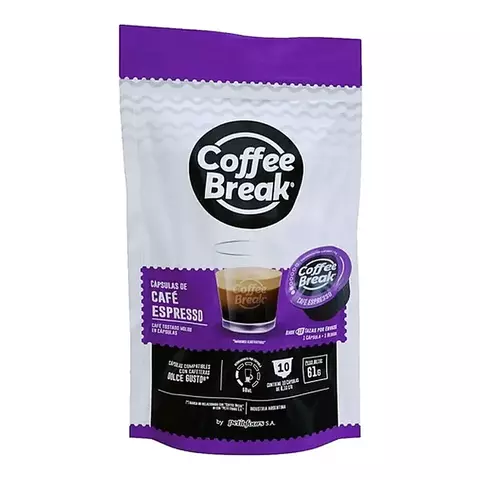 Capsulas Dolce Gusto Coffee Break Espresso X 10 Unidad