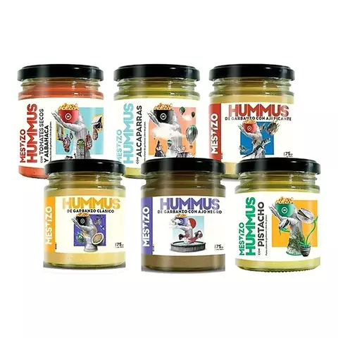 Combo Degustacion Dips Hummus Mestizo Los 6 Sabores X175grs