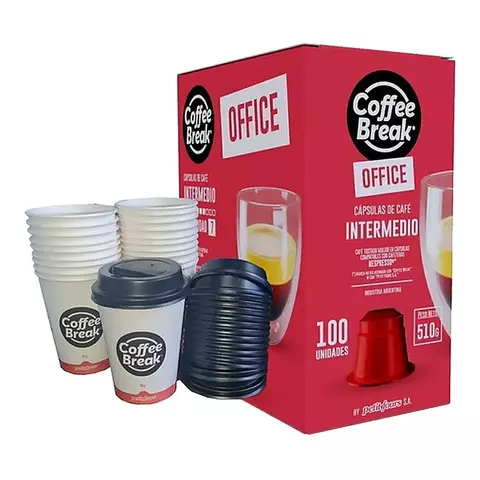Combo Oficina 100 Capsulas+100vasos Coffee Break Intermedio