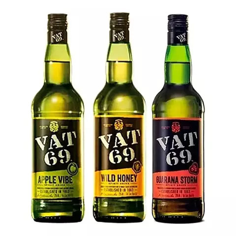 Combo Whisky Vat 69 Saborizados Honey Apple Guarana X750cc