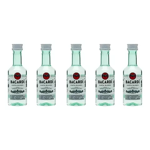 Combo X 5 Miniatura Ron Bacardi Blanco X50cc