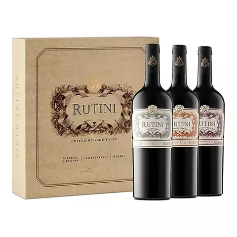 Estuche Vino Rutini Coleccion X3 Unidades X750 Cabs Cabf M