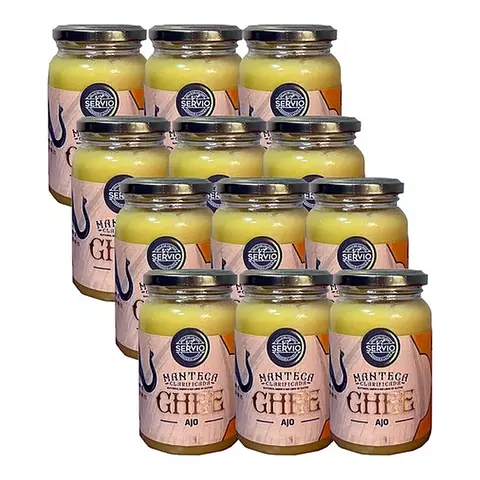 Manteca Clarificada Sabor Ajo Ghee Servio 12 Frascos X300gr.
