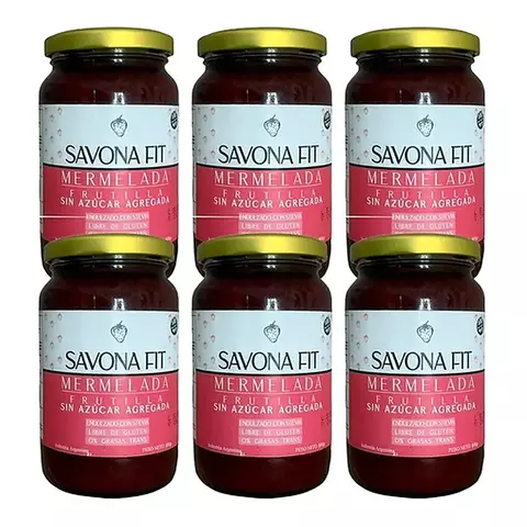 Mermelada Savona Fit Frutilla Sin Azúcar 6 Frascos X 400g