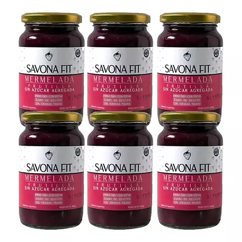 Mermelada Savona Fit Frutos Rojos Sin Azúcar 6 Frascos X 400