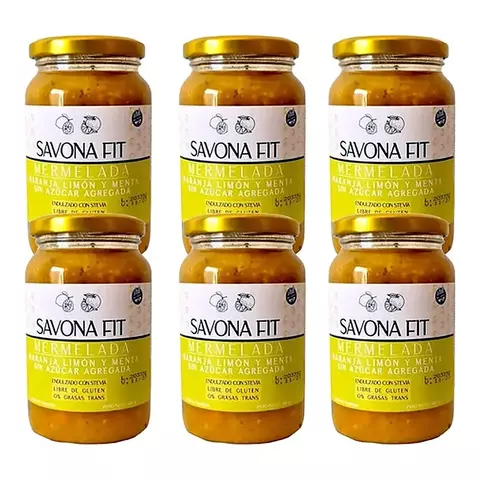 Mermelada Savona Fit Naranja Limon Menta Sin Azúcar 6 Frasco