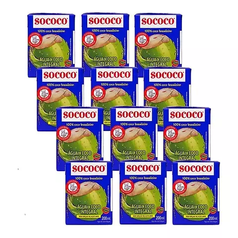 Pack 12 Agua De Coco Sococo Sabor Tradicional Tetra Brik x200cc Origen Brasil
