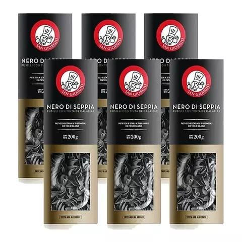 Pack 6 Fideos Fusilli San Giorgio Con Tinta De Calamar X200g