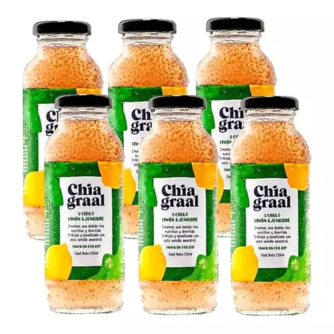 Pack 6 Jugos Chia Graal De Limon Jengibre & Chia X 250ml