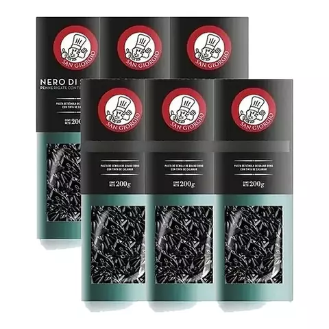 Pack 6 Penne Rigate Con Tinta De Calamar X 200gr San Giorgio
