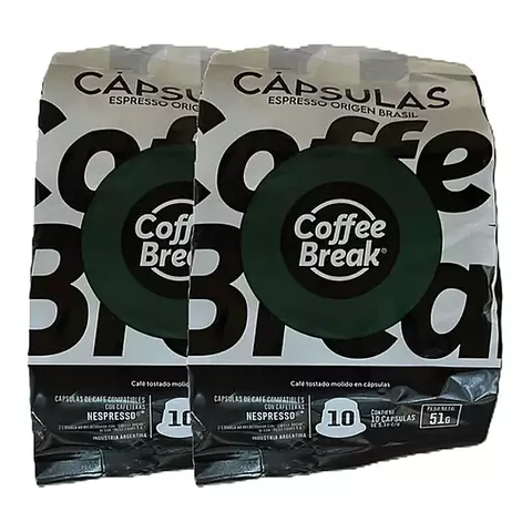 Pack Capsulas Nespresso Coffee Break Origenes Brasil X 20