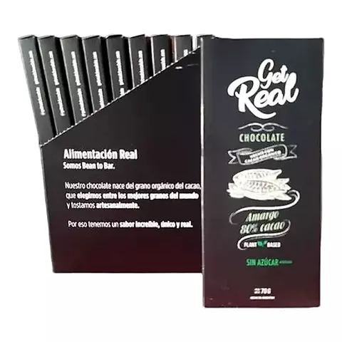 Pack X 10 Chocolates Amargos 80% Get Real Orgánico S/azúcar