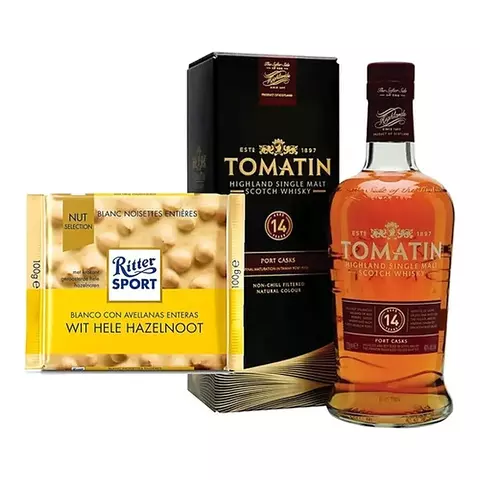 Whisky The Tomatin 14 Años Port mas Chocolate Ritter