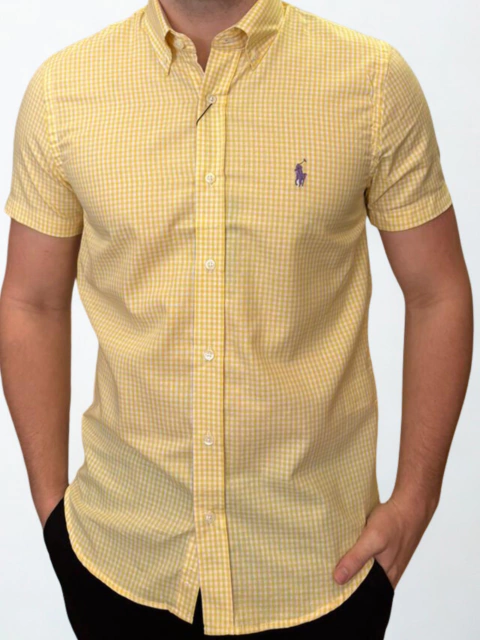 CAMISA MANGA CURTA MICRO XADREZ RL AMARELA