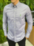 Camisa manga longa Oxford RL Cinza bordado verde