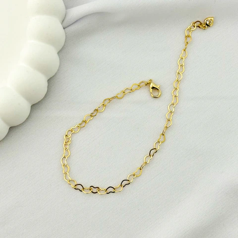 Pulseira Coração 4mm Banho de Ouro