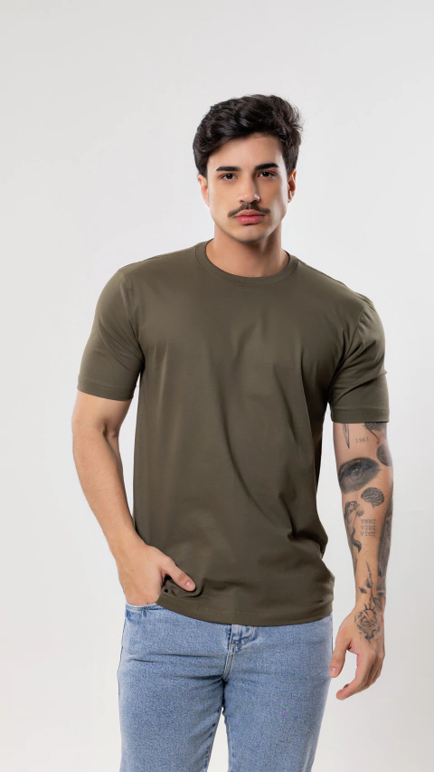 Camiseta Gola Careca - Verde Militar - comprar online