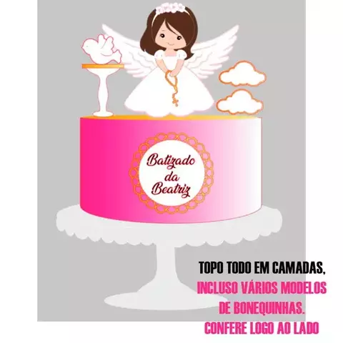 Arquivo de Corte Topo de Bolo Batizado Anjinha 6