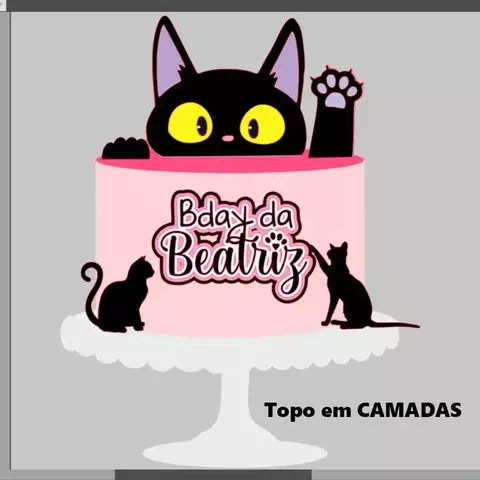 Arquivo de Corte Topo de Bolo Gatinho 1