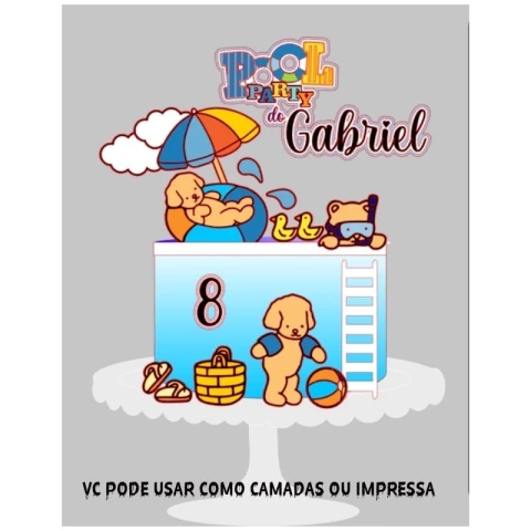 Arquivo de Corte Topo de Bolo Bobbie Goods Pool Party 2